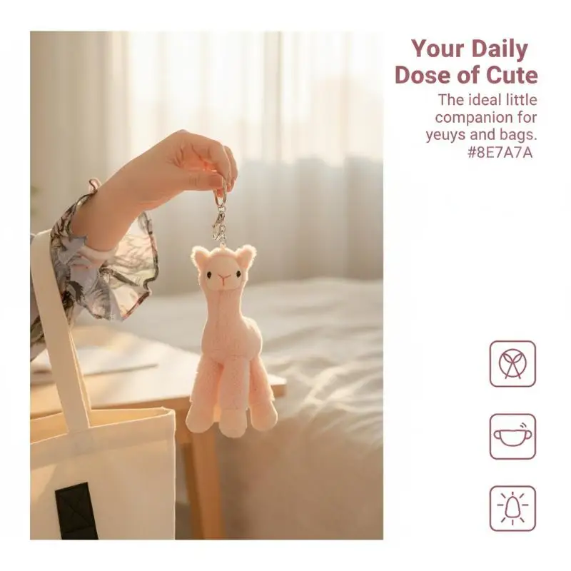 Stuffed Alpaca Sheep Keychain: Soft Cute Handmade Animal Pendant Trinket Gift for DIY Decoration, Bags & Backpacks - view 3