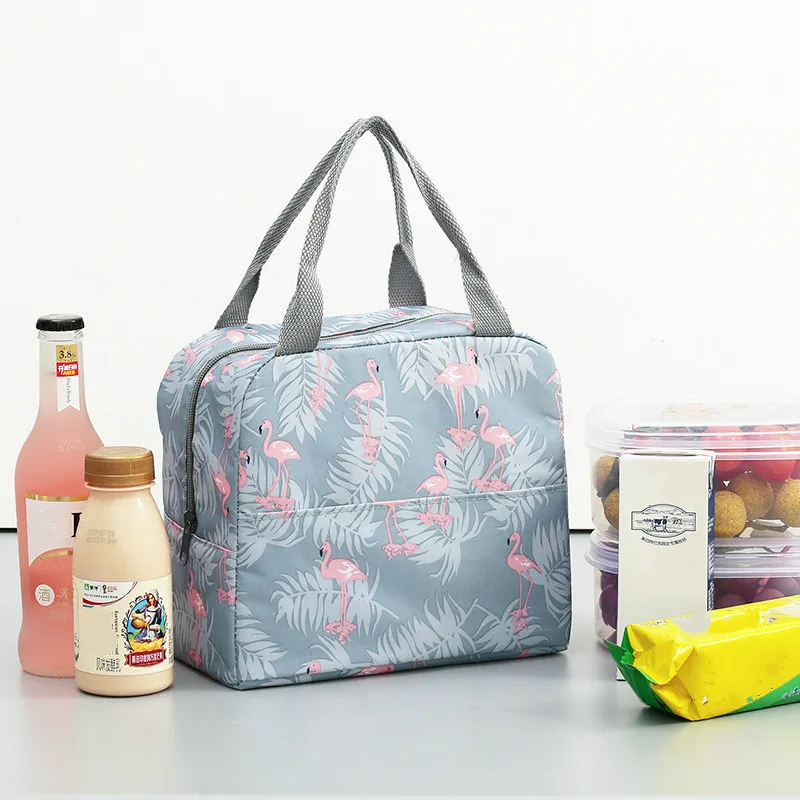 Functional Pattern Cooler Lunch Box Portable Insulated Canvas Lunch Bag Thermal Food Picnic Lunch Bags For Women Kids Office