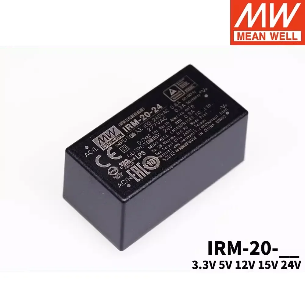 يعني جيدا IRM-20 AC-DC PCB-Mount وحدة الطاقة الخضراء 3.3 فولت 5 فولت 12 فولت 15 فولت 24 فولت دبوس نوع تحويل التيار الكهربائي للمعدات الكهربائية