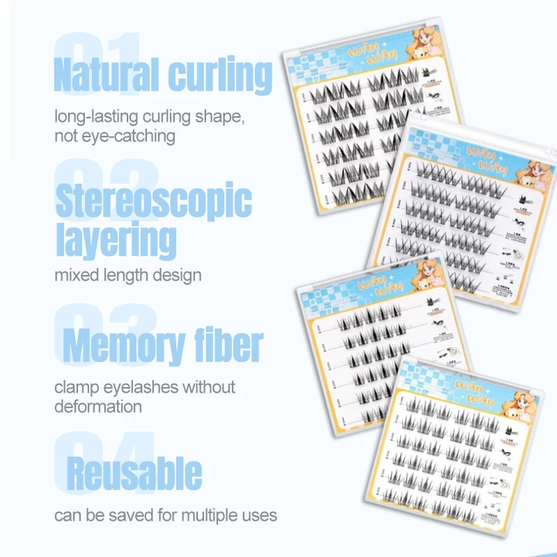 Wendy Lashes Cílios Postiços Reutilizáveis Sem Cola Auto-adesivo Cômico Natural Grosso Extensão de Cílios Longos Ampliar Olhos