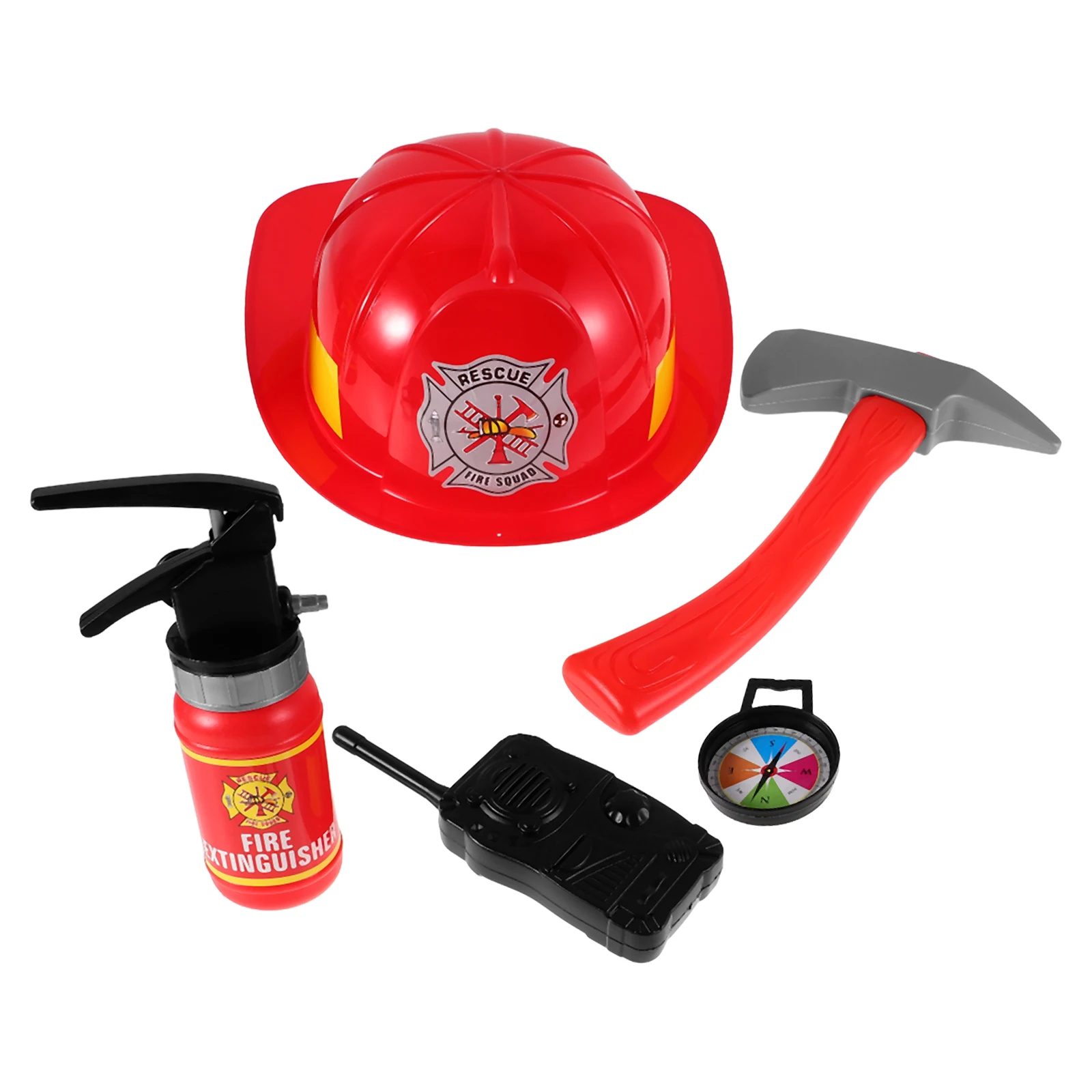 1 ชุดเด็กนักผจญเพลิงชุดของเล่นเครื่องดับเพลิงบทบาทสมจริงเครื่องแต่งกาย Fireman อุปกรณ์เสริม Prop จําลอง