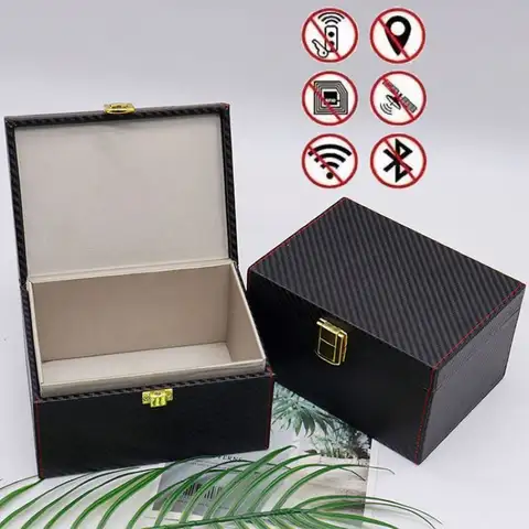 Carbon Fibre Car Key Anti-theft RFID Signal Isolation Blocker Box Radiation-proof Bank Cards Phone Auto Storage Safety Container