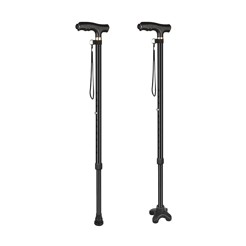 Aluminum Walking Stick for Elderly, 4-Leg Anti-Slip Stable Cane, Lightweight Senior Walking Aid, Adjustable Height