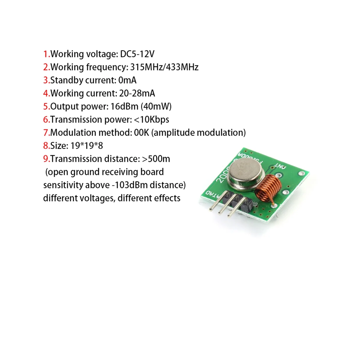 Imagem -03 - Módulo sem Fio Super Regenerativo Alarme Anti-roubo Receptor do Transmissor 433 Freqüência 10 Conjunto