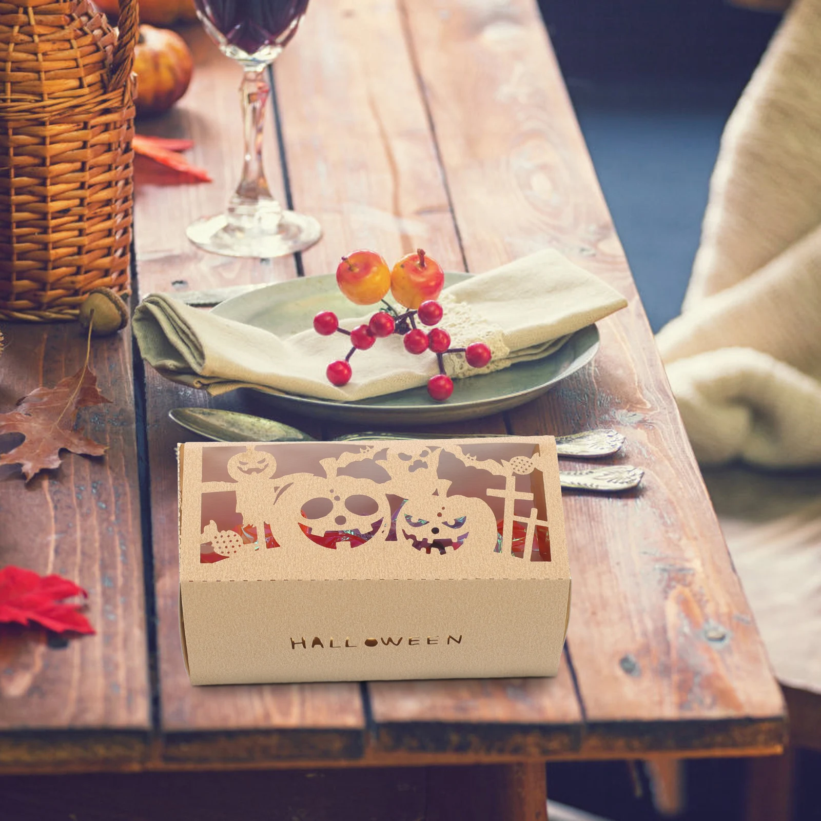 

50Pcs Halloween Candy Box Mini Pumpkin Bat Chocolate Container Smooth Finish for Event Decor