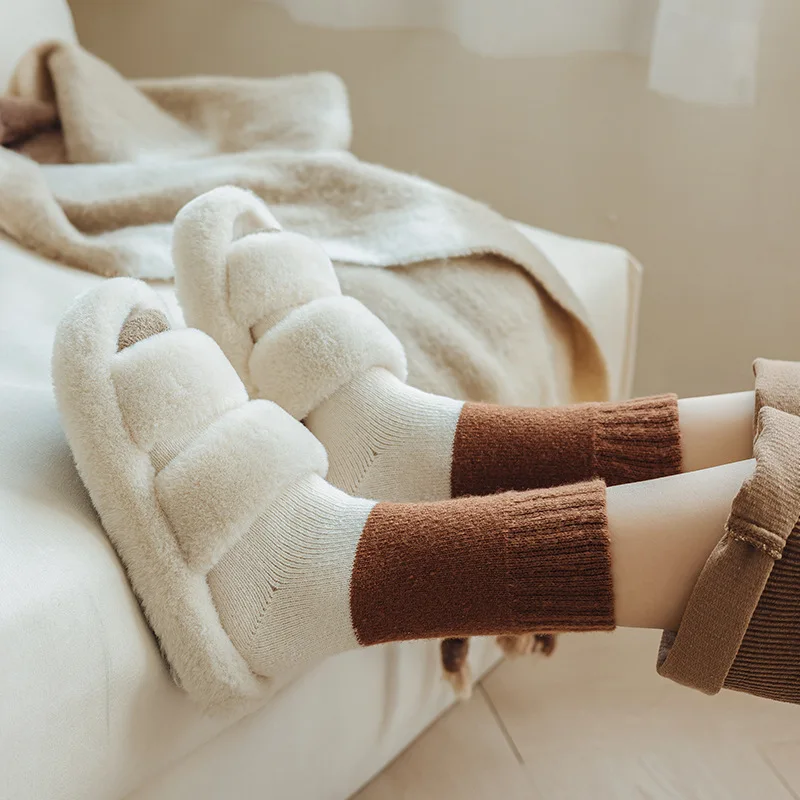 4 Paar Kaschmirsocken für Damen, Herbst und Winter, plus samtverdickte Mittelrohrsocken, warme lange Socken – Detail 13