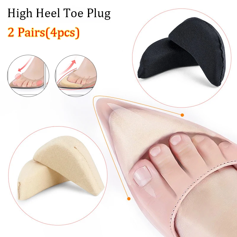 2 Pairs Women High Heels Toe Plug Sponge Forefoot Insert Adjustment Size Insoles Pain Relief Shoe Pads Reduce Shoe Size Filler