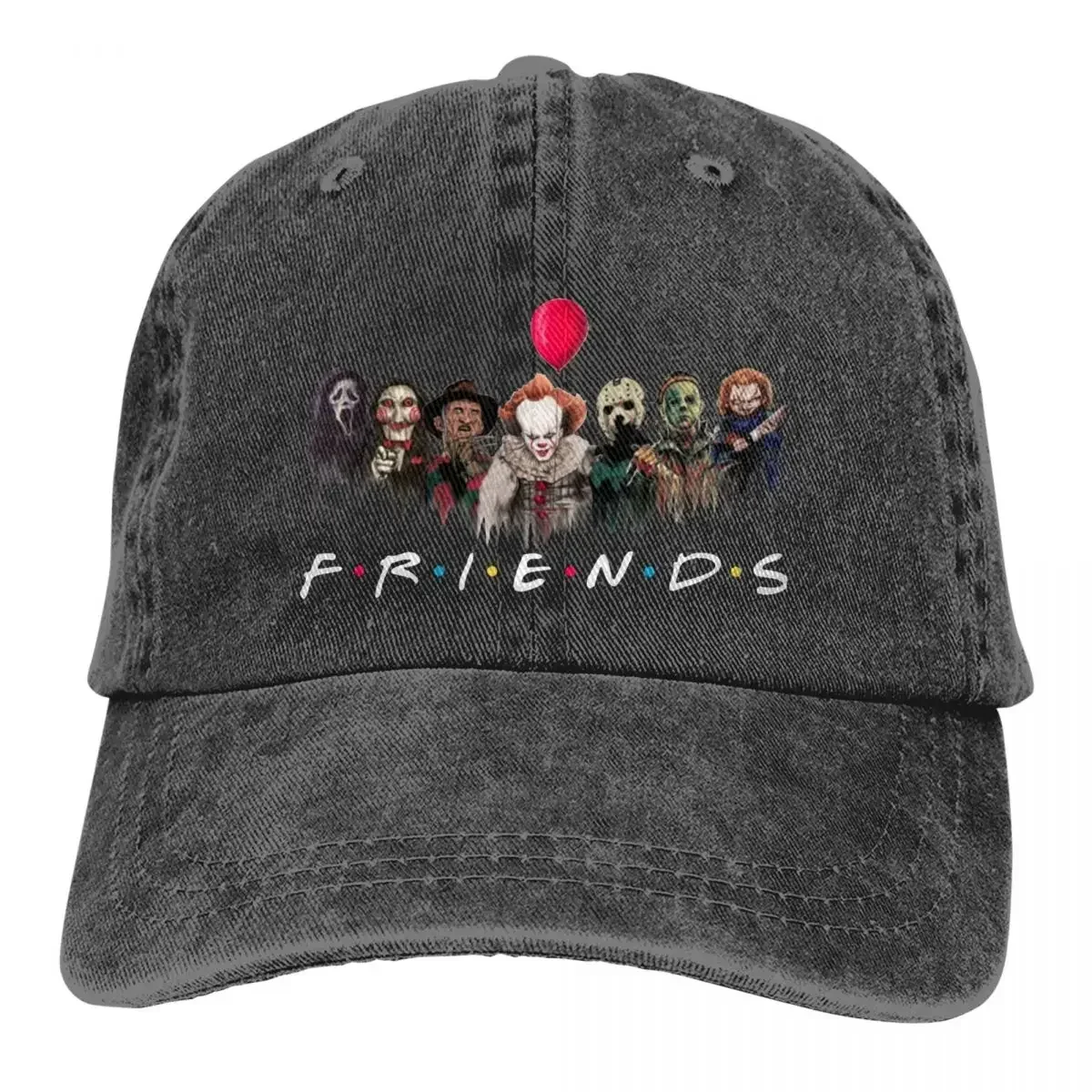 

Horror Friends Halloween Pennywise Men Women Baseball Caps Jason Voorhees Distressed Washed Hats Cap Outdoor Soft Headwear