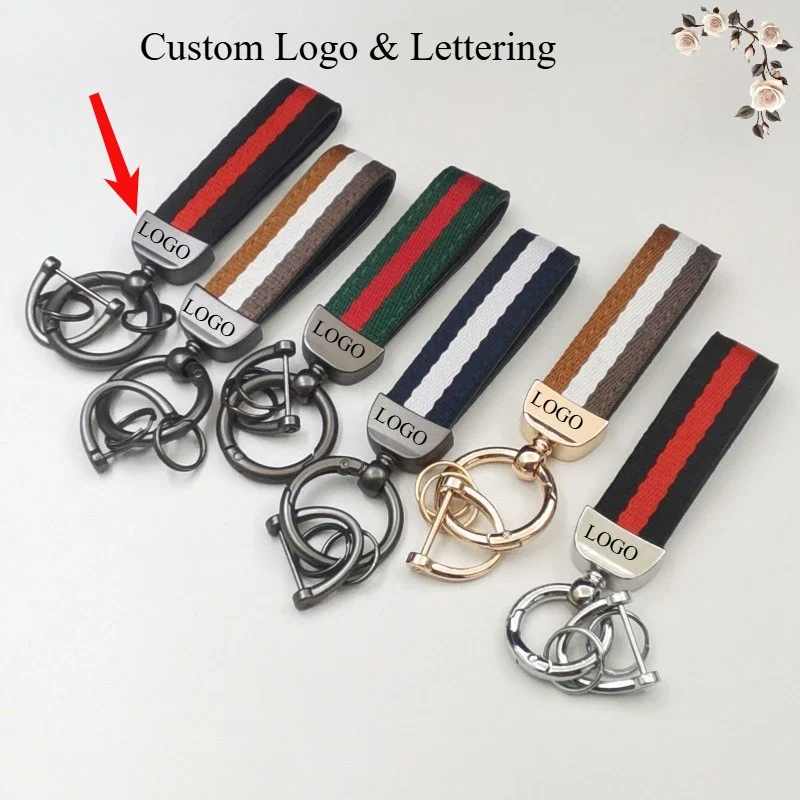 

Custom Leather Belt Car LOGO Keychain Suede DIY Personalize Color Webbing Car Pendant Accessories for Men and Women Keyring