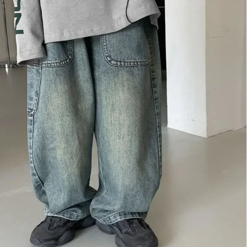 New Children's Denim Pants 2025 Spring Summer New Girls' Wide-leg Pants 2-7Year Boy's Jeans Casual Big Pocket Trousers for Kids image 3
