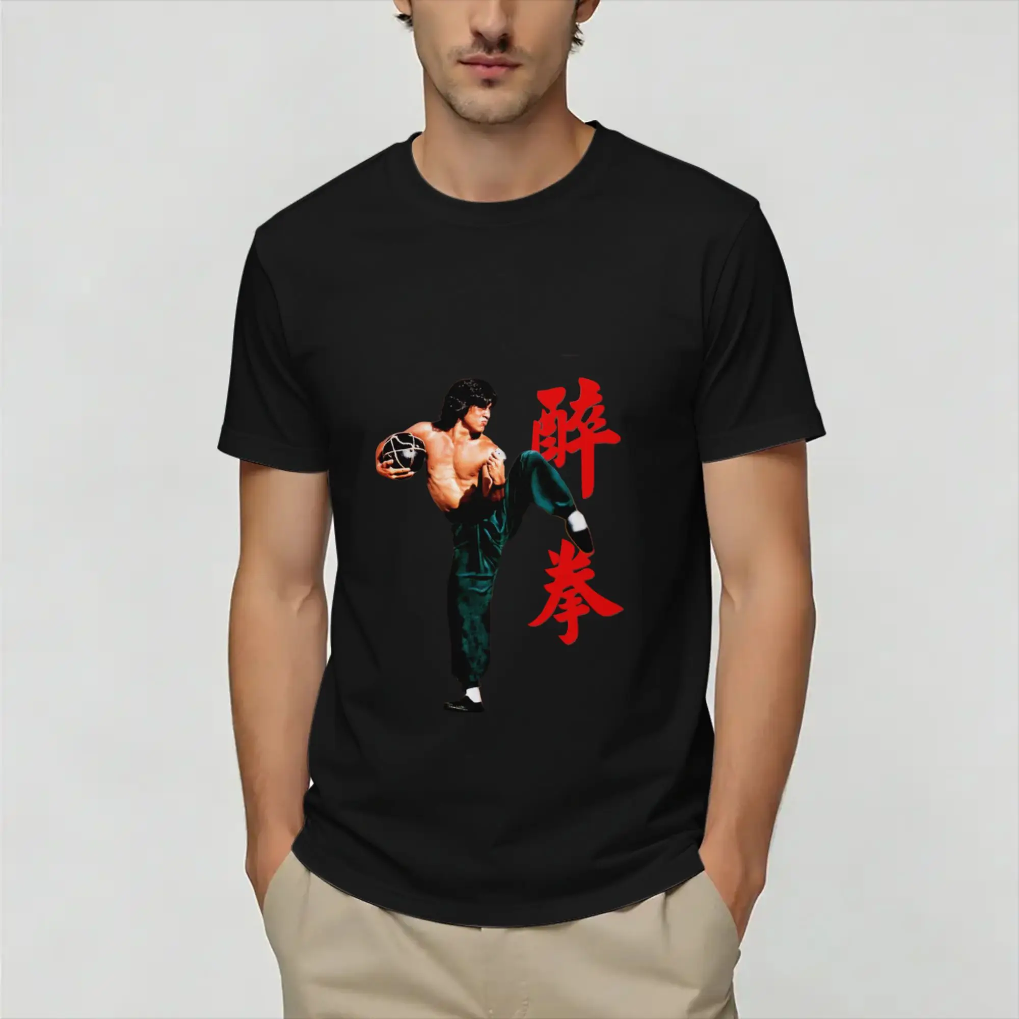 Men T-Shirts Jackie Chan Drunken Masters Fashion Pure Cotton Tee Shirt Short Sleeve  T Shirt Round Neck Tops 4XL 5XL 6XL