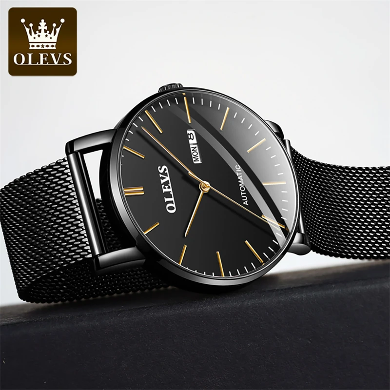 OLEVS New Fashion Ultra Thin Mechanical Watch Men Waterproof Date Week Luxury Business Automatic Watches Mens Relogio Masculino