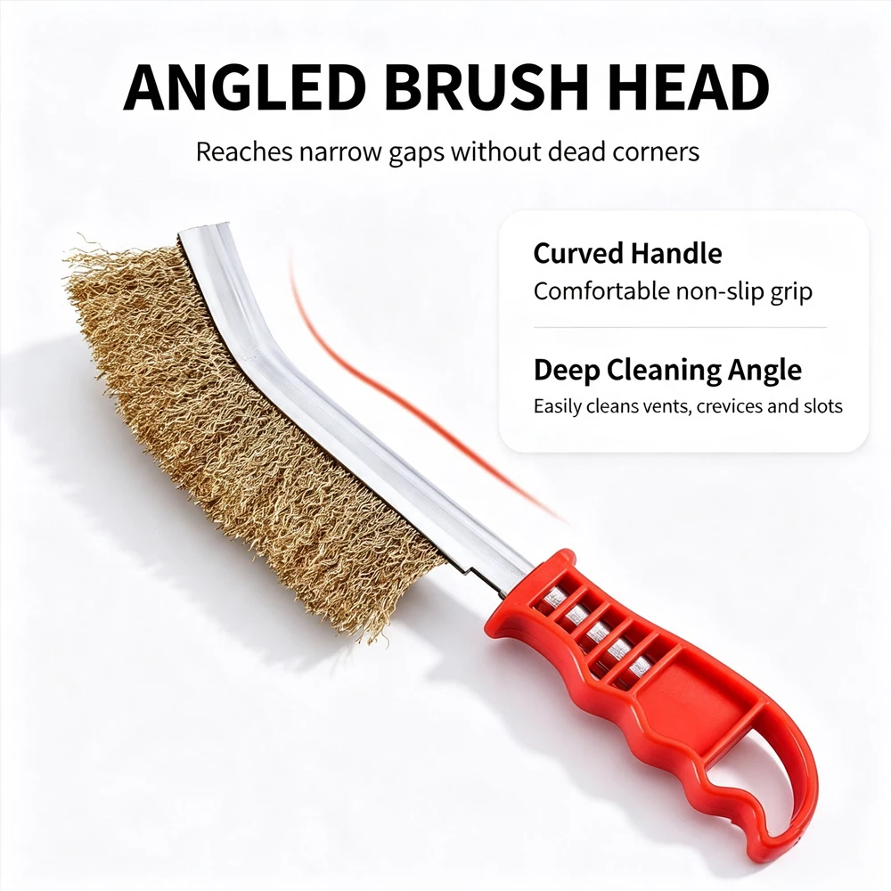 Steel Multi-function Tool Wire Brush Copper Plated Steel Wire Brush Abrasive Roller Wood Metal Copper Brush Cleaning