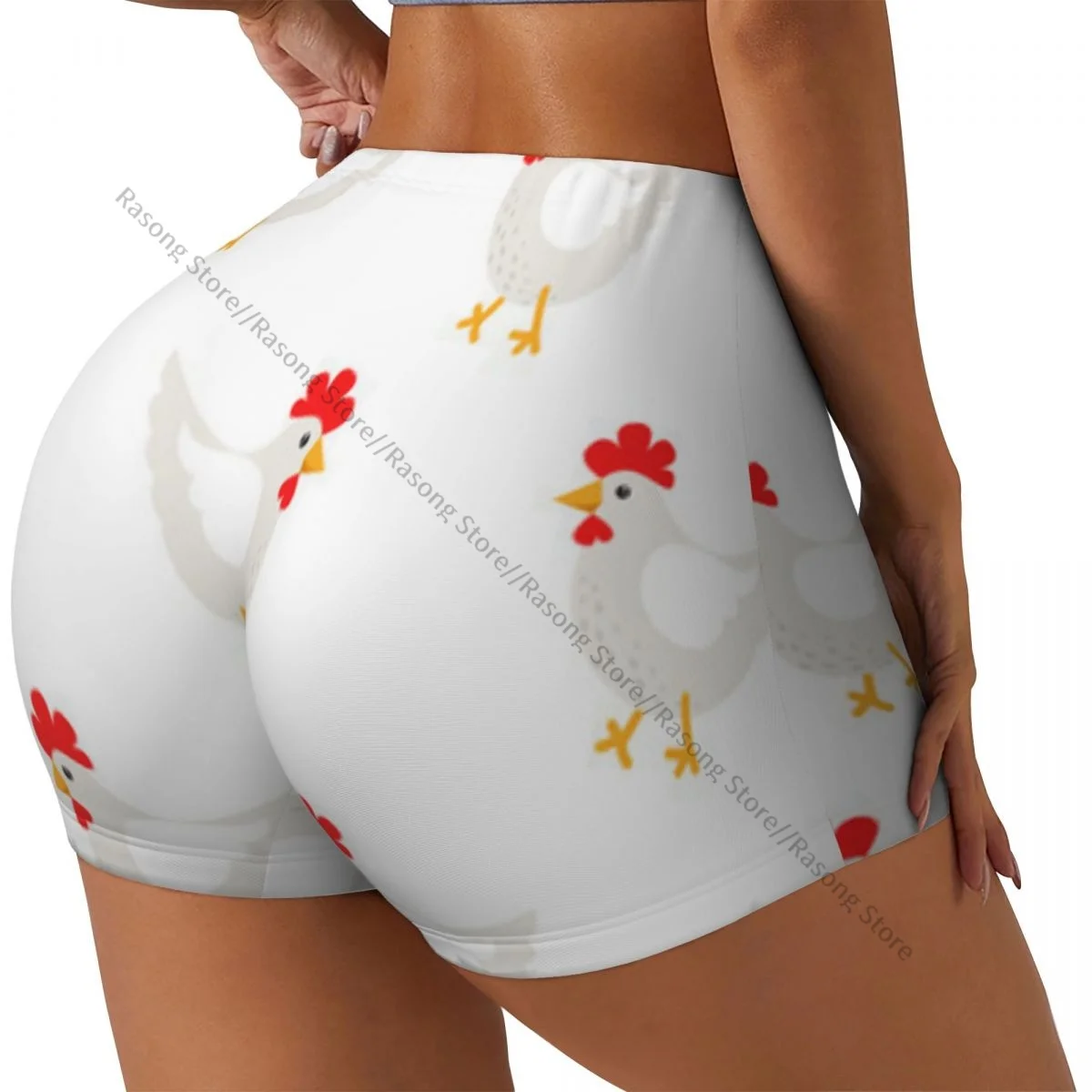 

Сексуальные узкие спортивные шорты белого цвета, удобные женские шорты для фитнеса с сельским узором White Hen для йоги