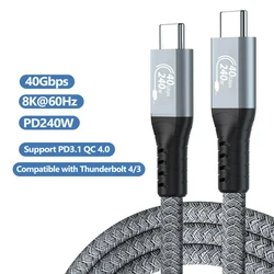 USB4 Kabel 40Gbps Gegevensoverdracht 240W Snel opladen 8K 6K Dual 4K Video USB4 Snoer voor Thunderbolt 3/4 Laptop EGPU Mac Studio Hub