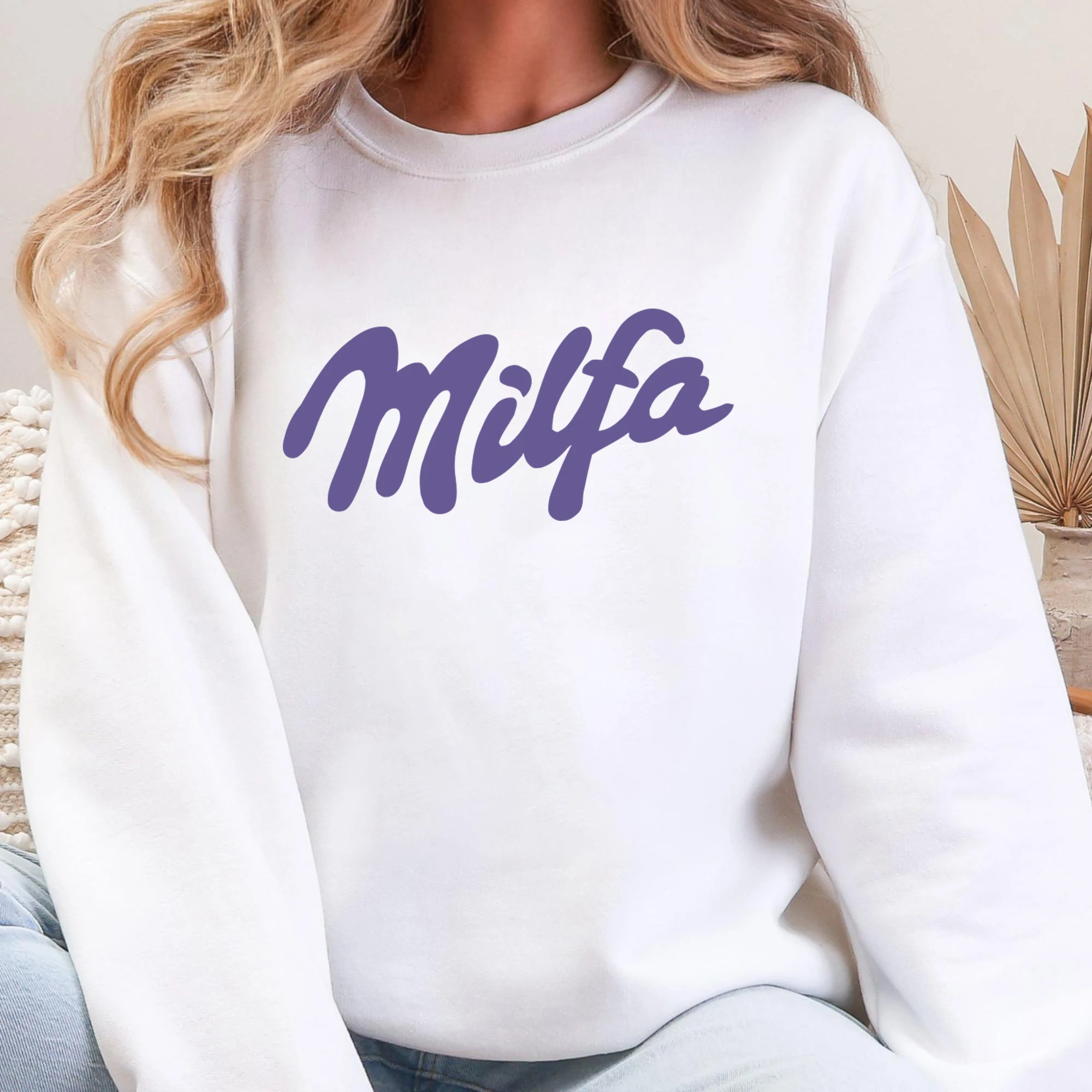 

Milfa фиолетовый художественный дизайн с буквенным принтом женский пуловер модный флисовый свитшот осенняя повседневная одежда с круглым вырезом спортивная одежда модные топы