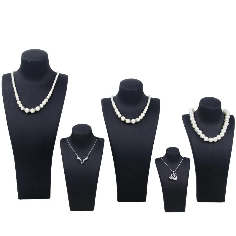 New Design Black White PU Display Bust Choker Holder Model Bust Show Exhibitor Leather Jewelry Stand Organizer