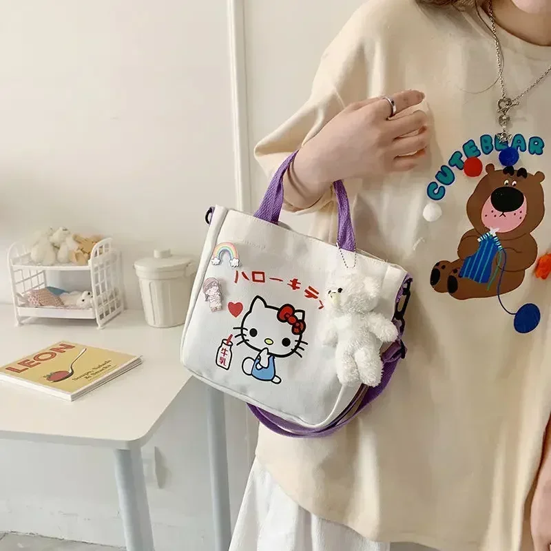 Cute Duoduo Series 2023 New Sanrio Cinnamoroll My Melody Cartoon Canvas Messenger Bag Niche Shoulder Bag Book Bag Gift