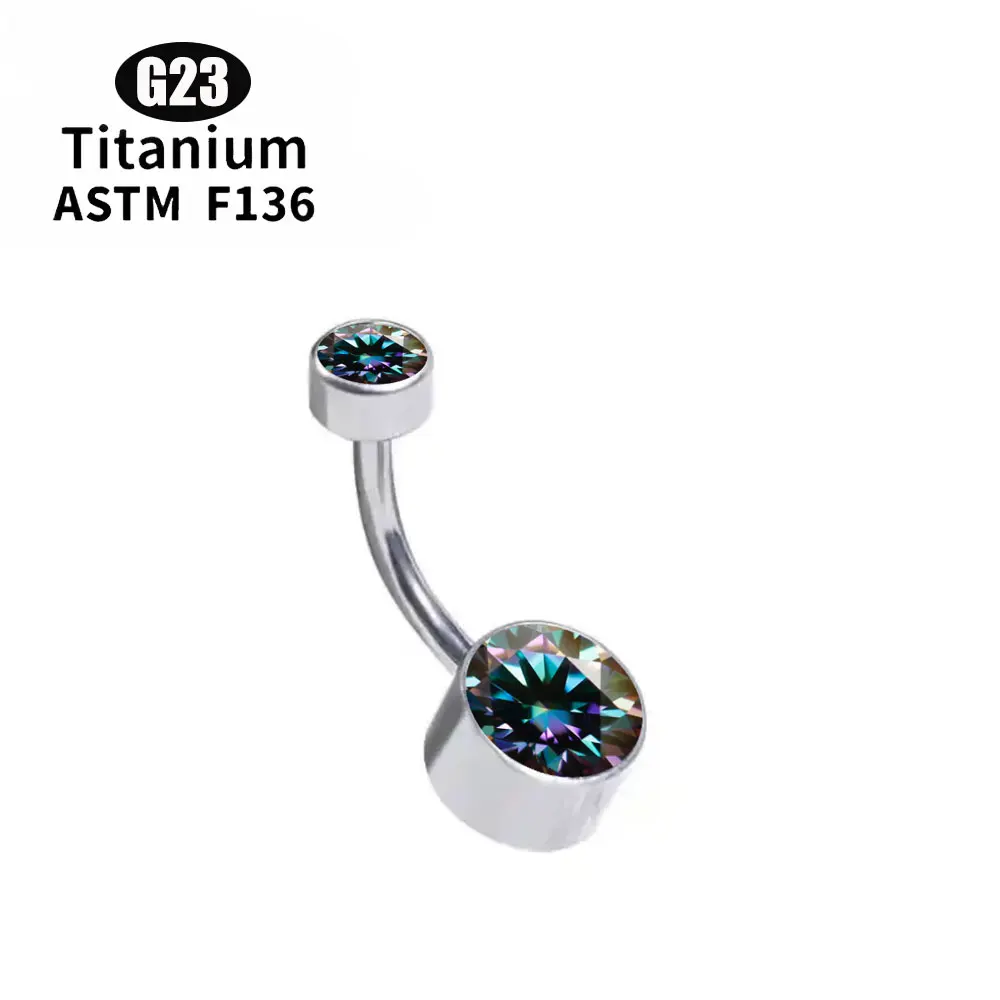 Women's G23 Titanium Round Zircon Belly Button Ring