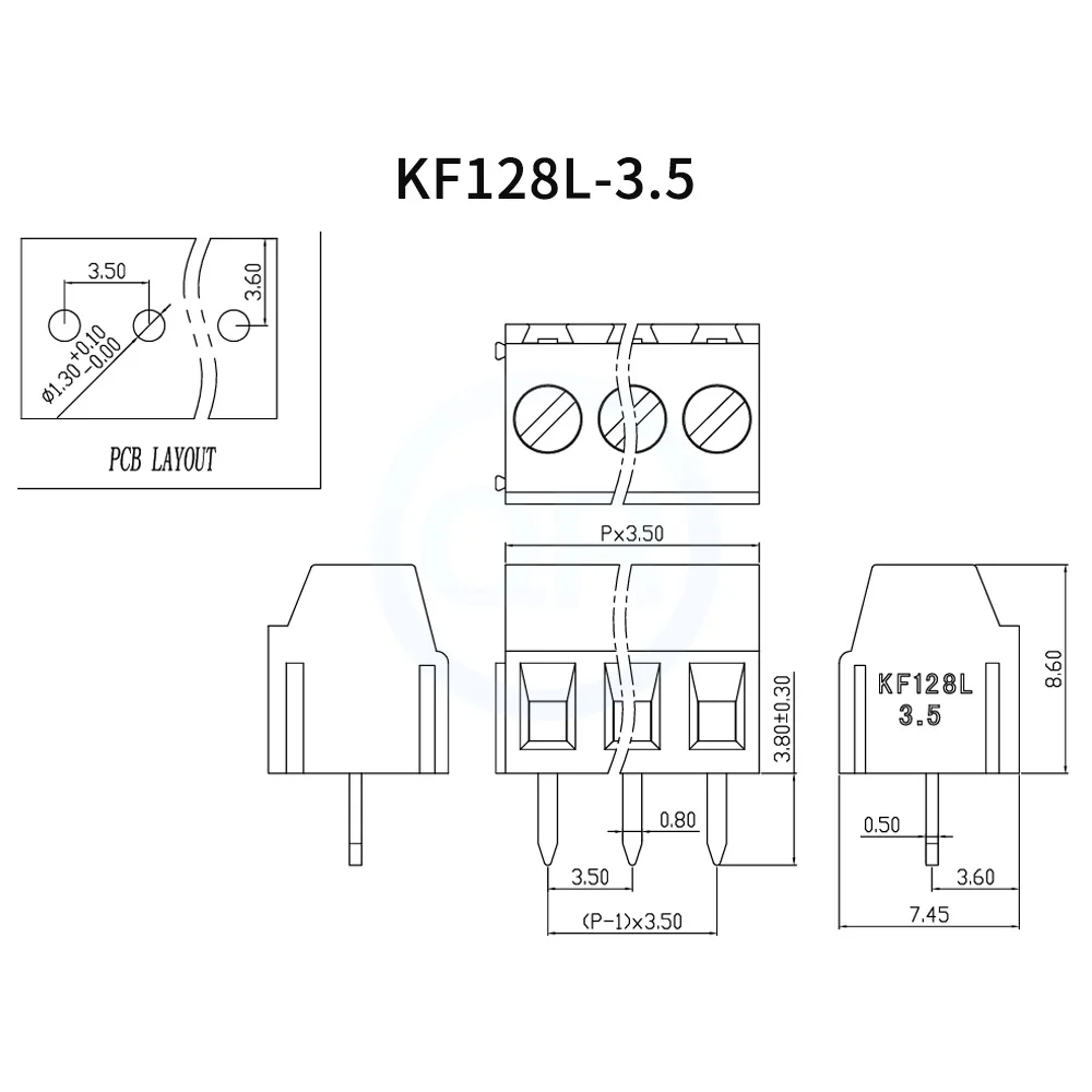 (10 pcs) KF128 3.5mm 3.81mm Screw PCB Terminal Block Green Terminal Block 3.5 / 3.81 2-4Pin JM128