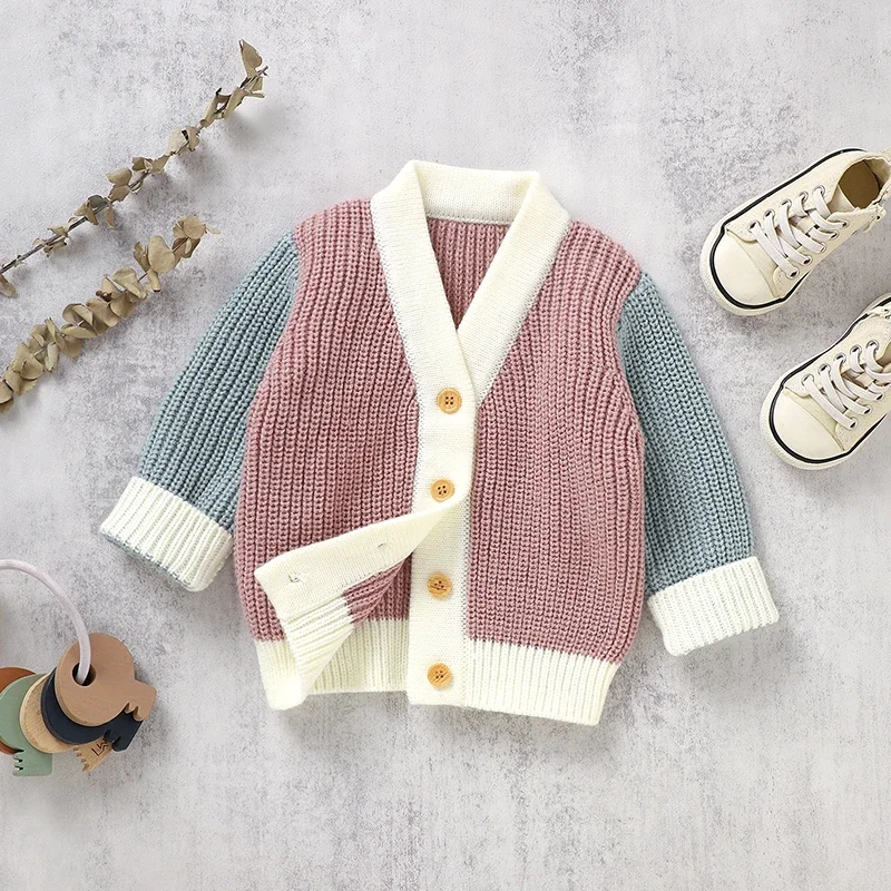 Baby Sweaters Knitted Newborn Boy Chlidren Cardigan Long Sleeve Autumn Fashion Patchwork Infant Girl Clothing Warm Tops Outwear