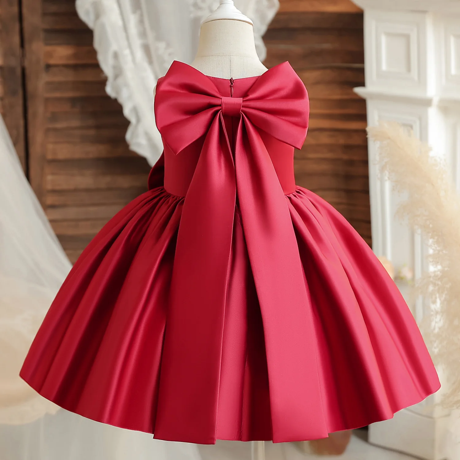 

1 2 3 4 5 Years Baby Dress Summer Satin Fashion Little Princess Party Dress + Hairband Wedding Birthday Gifts Infants Vestidos