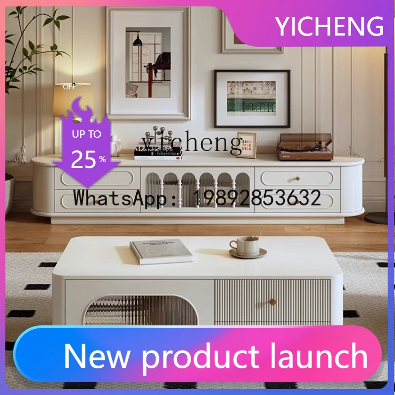 

H3-30 TV cabinet floor-to-ceiling solid wood living room household 43cm high hidden socket short model