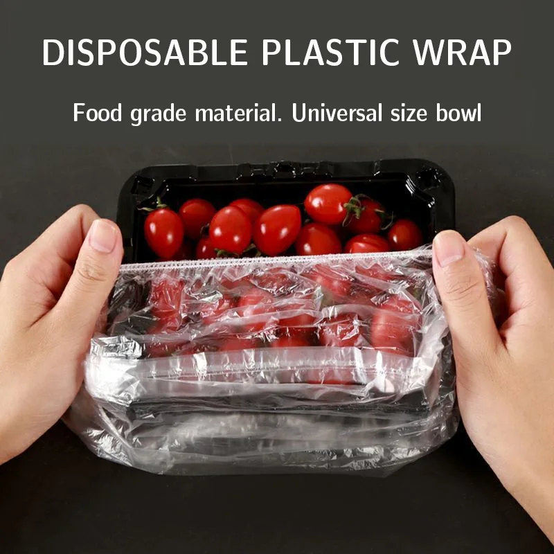 Disposable Food Storage Cover Bags Plastic Wrap Elastic Food Lids Kitchen Fresh-keeping Bag for Bowls Cups Plates Refrigerator