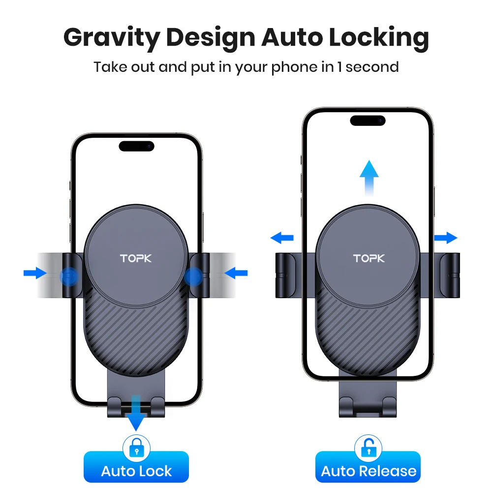 TOPK-Soporte de teléfono móvil para coche, montaje para rejilla de ventilación, tesla, bmw, jeep, toyota, citroen
