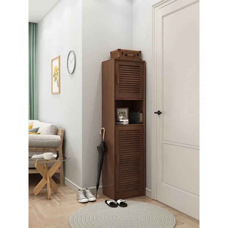 Solid wood shoe cabinet door crack household entrance corner elevator entrance shoe rack storage cabinet single door