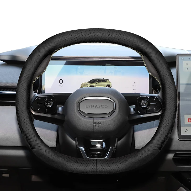 الجلود غطاء عجلة توجيه سيارة ل LYNK & CO 01 02 Z20 06 09 08 2021 - 2023 2024 2025 2026 توجيه يغطي الملحقات الداخلية