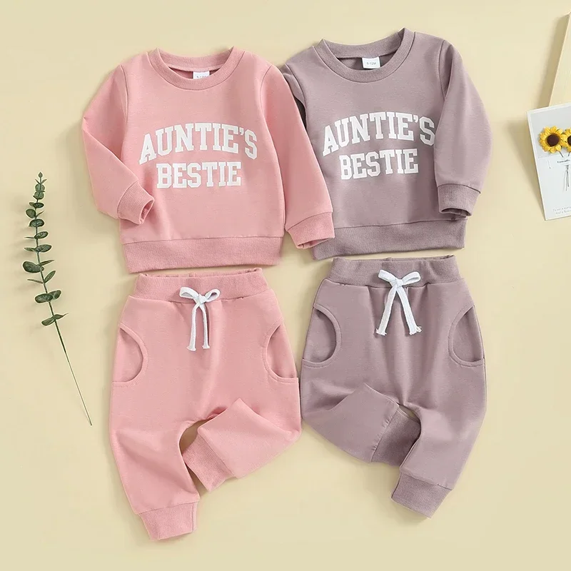 Newborn Clothes Baby Girl Autumn Letter Print Sweatshirt Pant Set Tracksuit 2PCS Outfits Baby Clothing 0-3Years