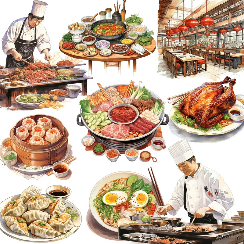 Asian cuisine Stickers Crafts And Scrapbooking stickers kids toys book Decorative sticker DIY Stationery