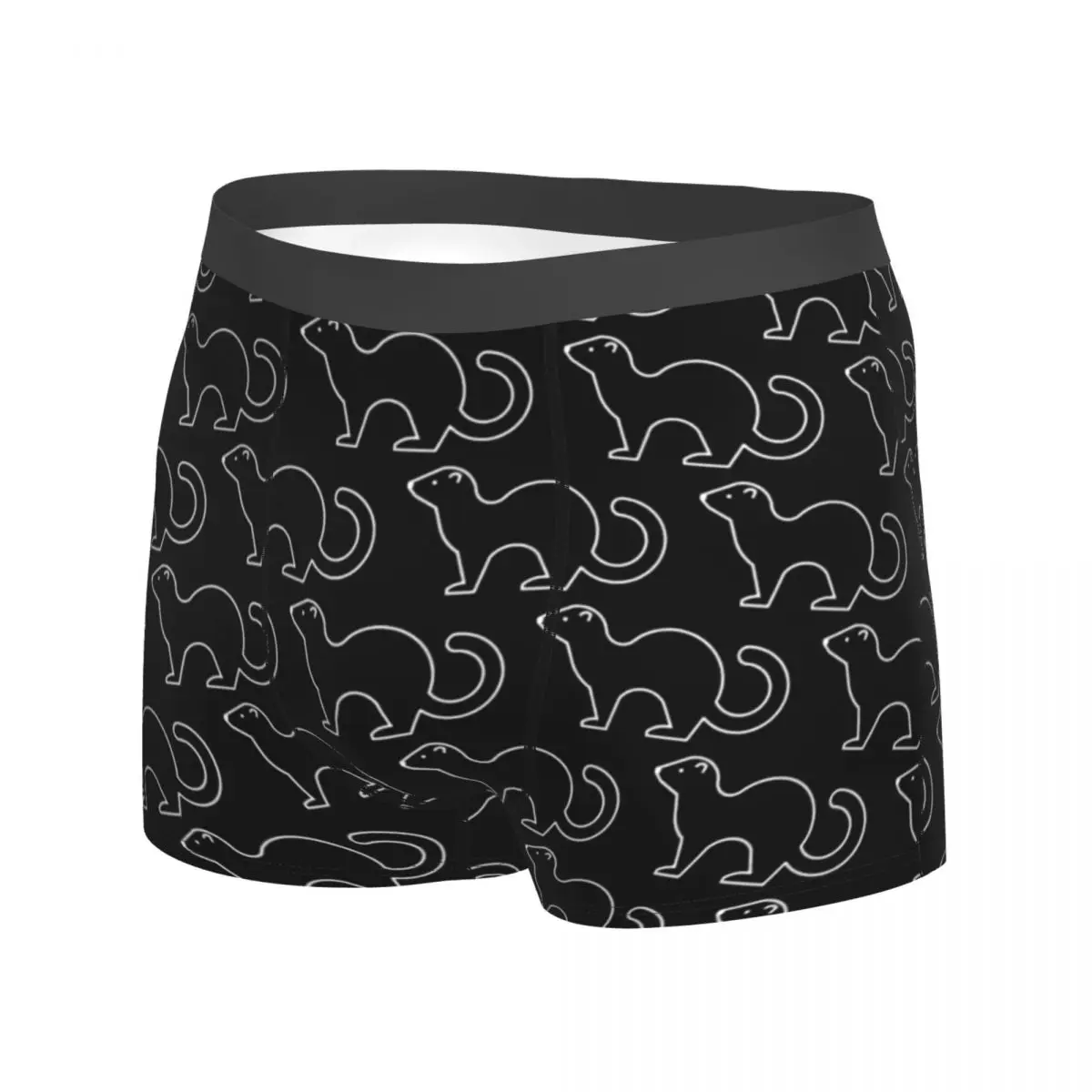 Cute Ferret Print Underwear Wild Animal Soft Panties Print Boxer Brief Pouch Males Plus Size Boxer Shorts