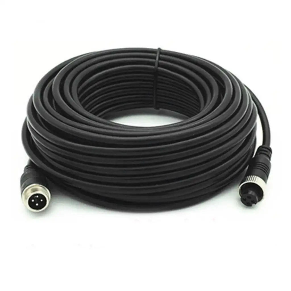 Car Video Extension Cable Shielded 4 Pin Cord Waterproof for Rear Camera and Monitor Connection