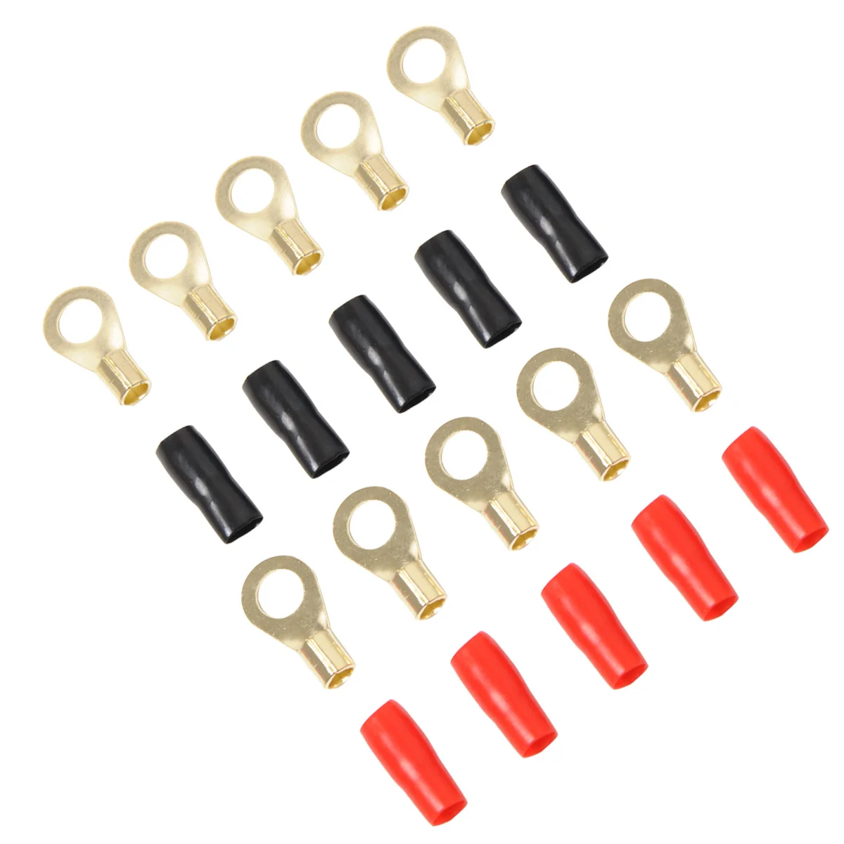 

5 Pairs 8 Gauge Red Black Tin Plated Copper Crimp Fork Terminals For Speaker Wire Cable Spade Connectors Crimp Barrier Spades