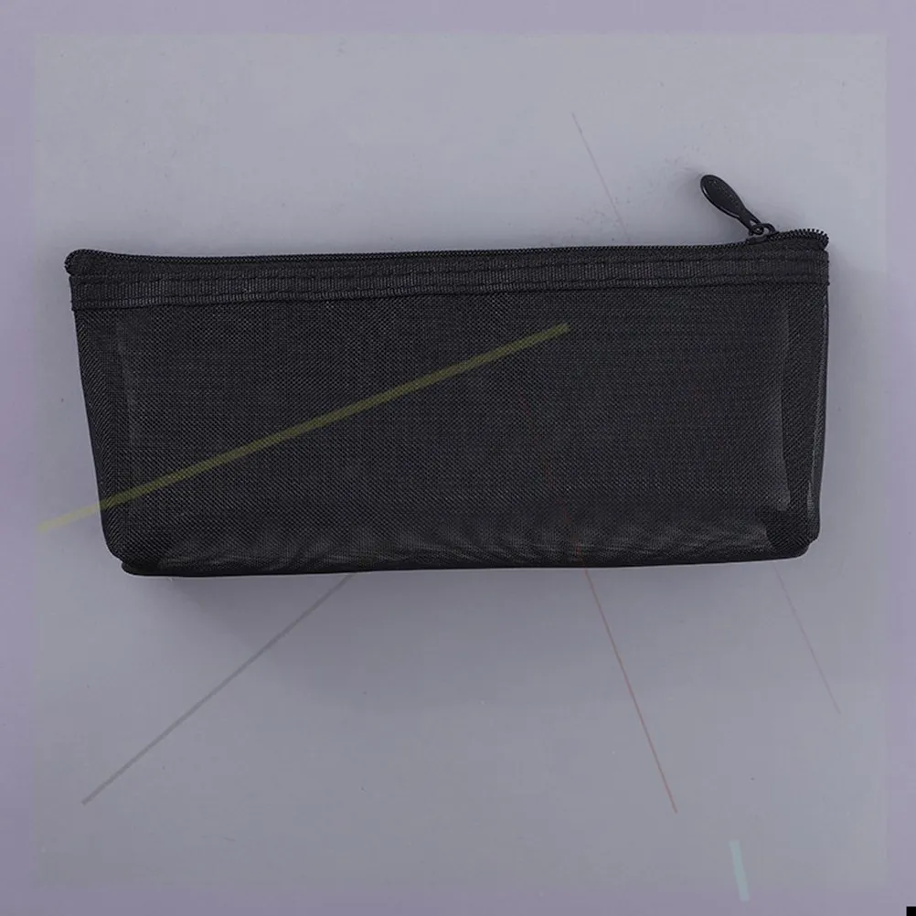 

Black Transparent Pencil Case Nylon Mesh Portable Pen Bag Organizer for School Students Stationery Supplies