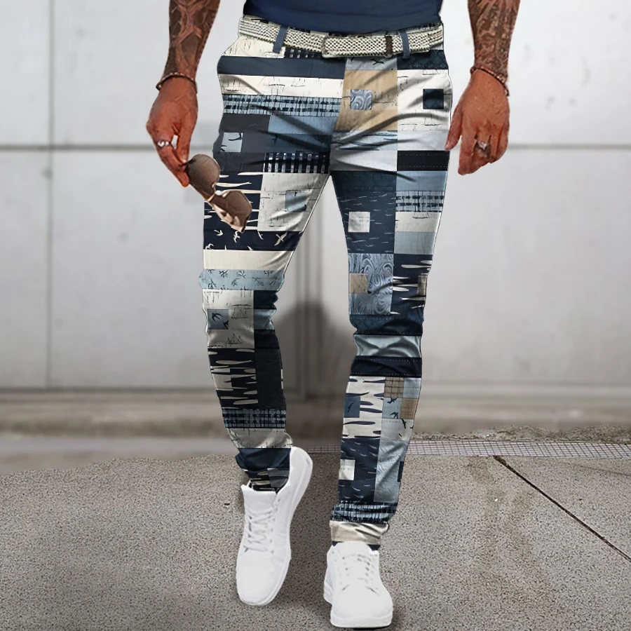 Men's New Spring/summer Plaid Pants 3D Printed Comfortable Business Pants Fashion Casual Suit Pants Straight Pants