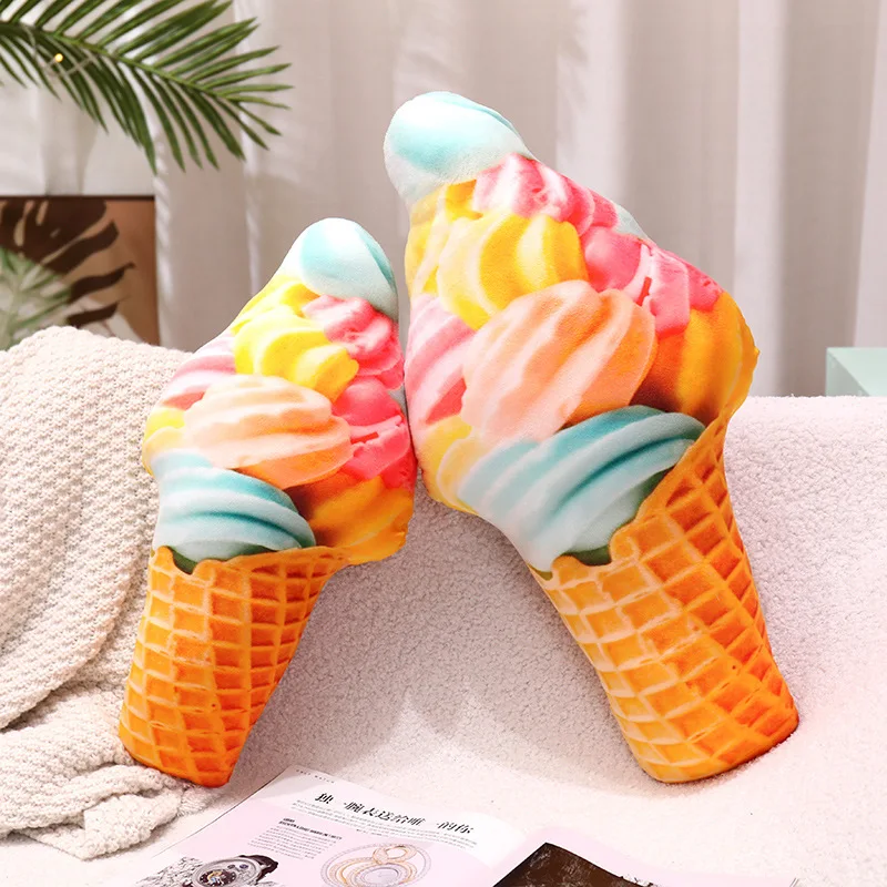 3D Sweet Ice Cream Pillow Simulated Ice Cream Cushion Car Waist Support Cushion Soft Plush Stuffed Doll Toys Creative Pillow