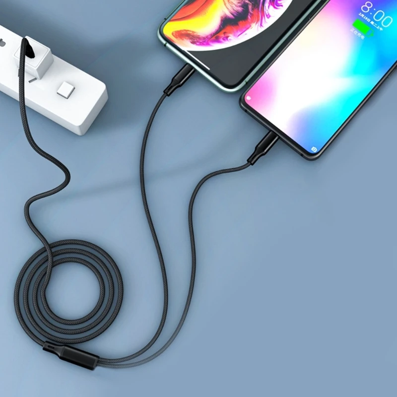 2 In 1 USB C Cable USB Type C Cable Charging For Phone 0.5/1.2m Android Mobile Quick Charger Cord Fast Charge Type-C Wire