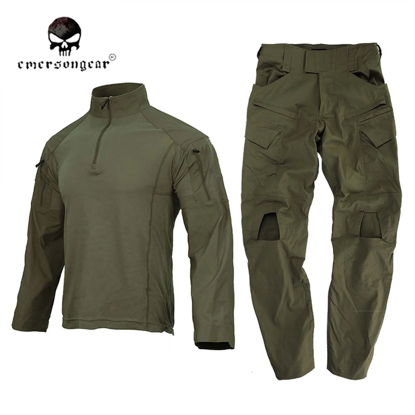 Emersongear Tactical E4 Combat Uniform Sets for Men Camouflage Suit Outdoor Hunting Training Shirt Pant Tops Duty Cargo Trousers