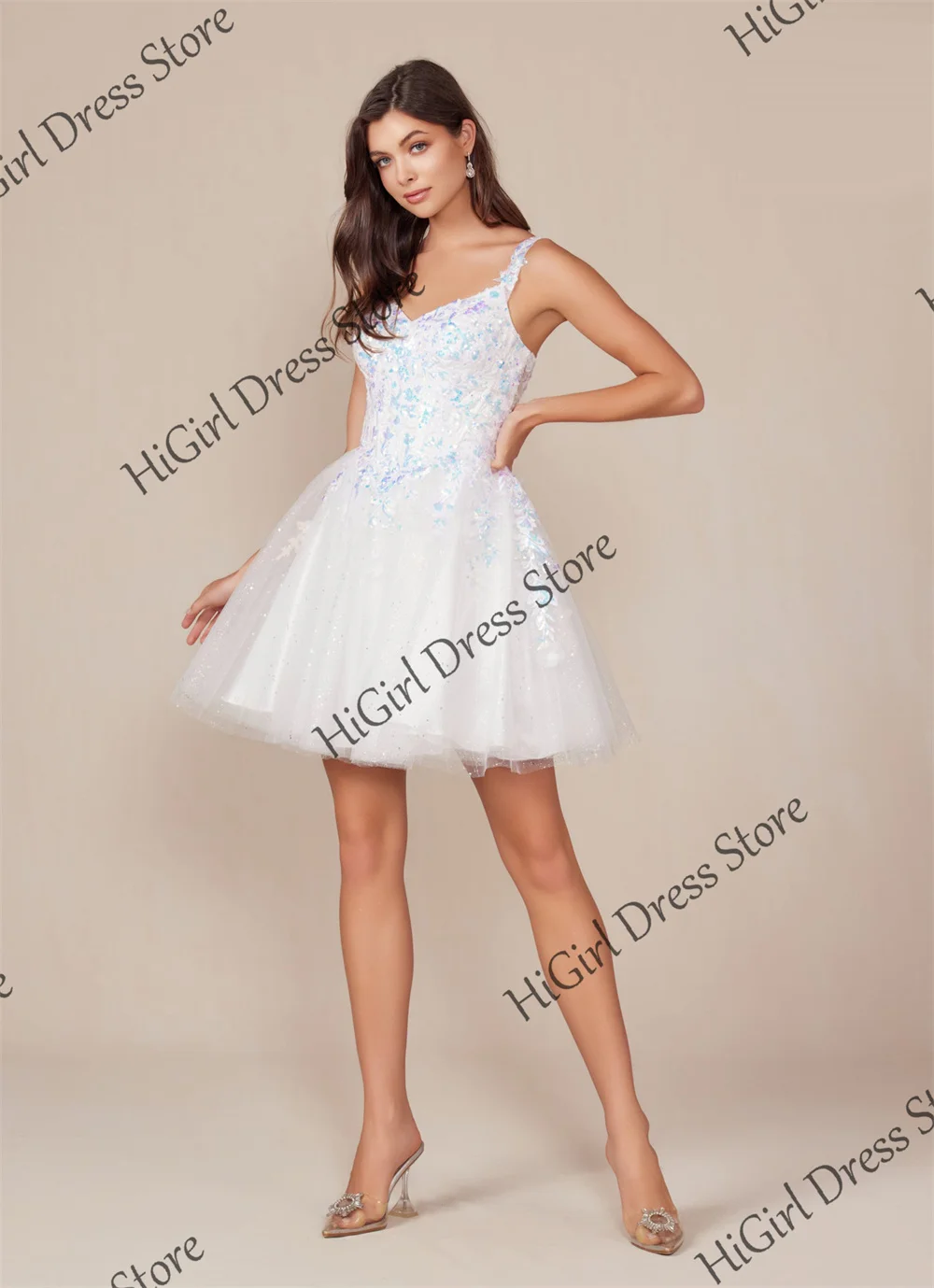 Off-the-shoulder V-Neck Homecoming Dresses for Teens Sleeveless Lace Appliques Sparkly Corset Prom Gowns Short Graduation Gowns