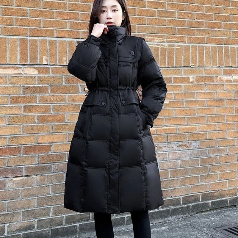 2023 New Women Down Cotton Coat Winter Jacket Female Mid Length Version Parkas Slim Fit Comfortable Outwear Thick Warm Outcoat