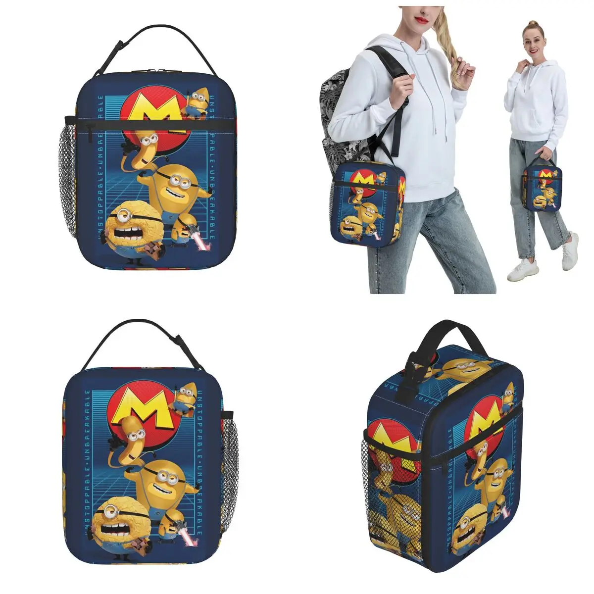 MEGA Minions-fiambrera aislante a prueba de fugas, contenedor de comida de dibujos animados, bolsa térmica, bolsa Bento para la escuela y al aire libre