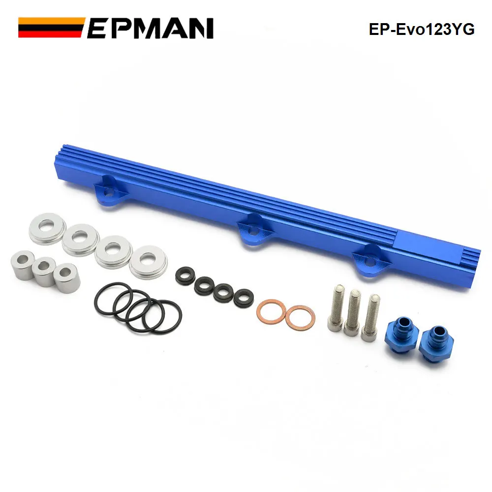 EPMAN Aluminium Billet Top Feed Injector Fuel Rail Turbo Kit Blue High Quality For Mitsubishi EVO123 EP-Evo123YG