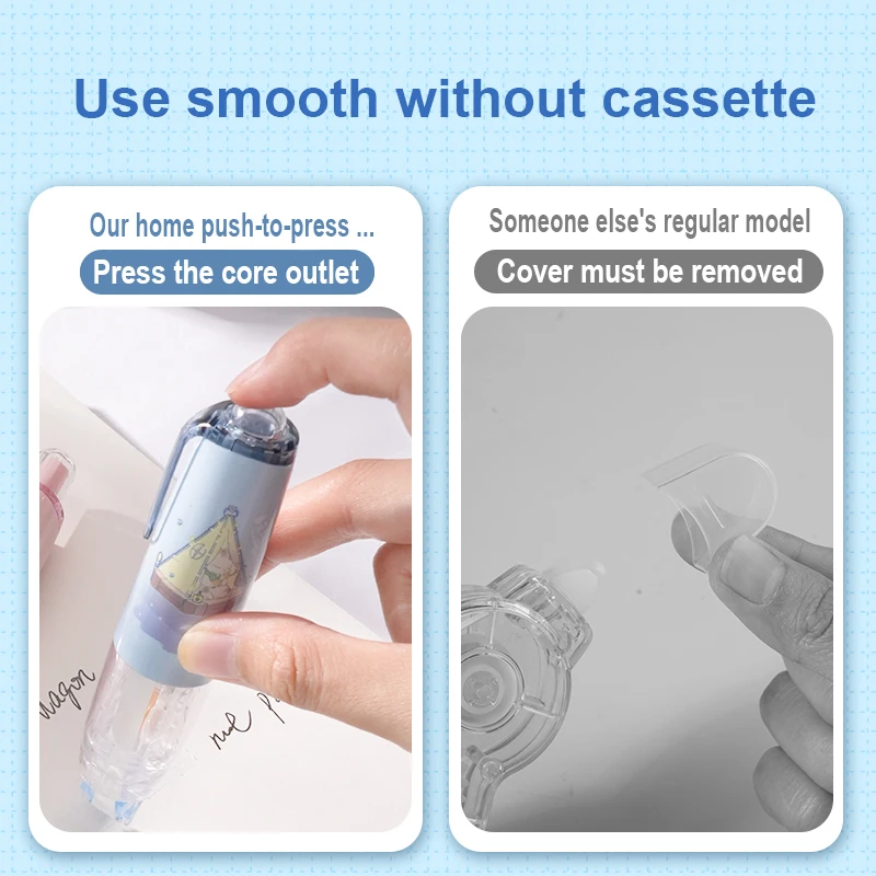 1 body+3 replaceable cores+1 cute sticker, double-sided tape - suitable for schools, offices, and scrapbooks