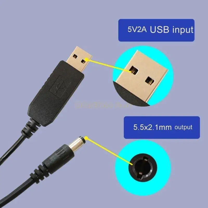 F62C USB 5V 2A to DC6V1A Adapter Cable with DC5.5x2.1mm for Devices Using 4AA Batteries 100CM 39.37in