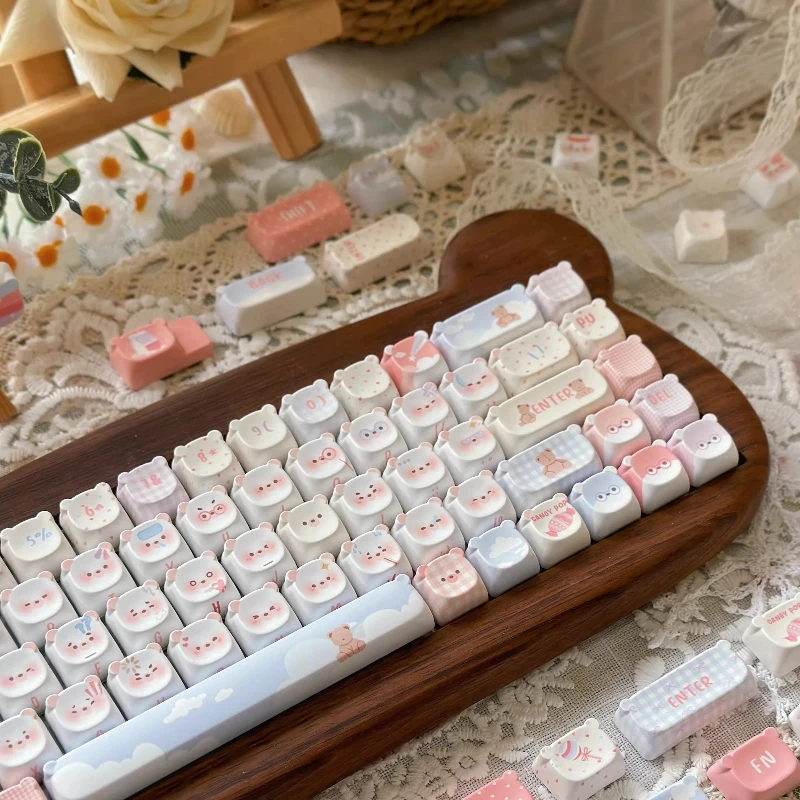 Rainbow Bear Keycaps Customized EAO Profile Cute Point Keycap Sublimation PBT Cartoon Anime Gamers Design Artisan Originalcaps