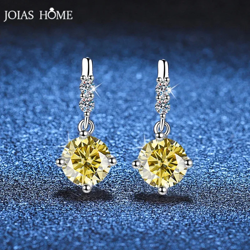 JoiasHome  Fashion Silver s925D Round Moissanite Gem Earrings, Women's Classic Temperament, Holiday Gift First Choice