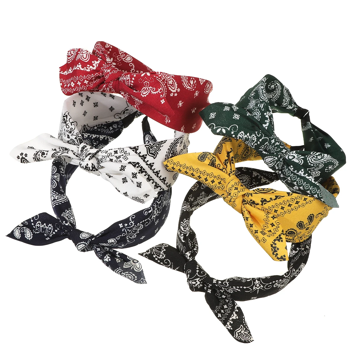 AWAYTR البوهيمي الكاجو معقود رباط شعر المنسوجة المشارب الفتيات الشعر هوب واسعة حافة عقال إكسسوارات الشعر مهرجان هيرباند